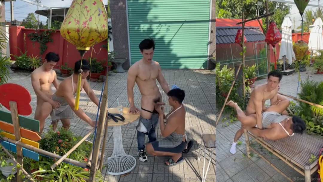 Gay Asian Porn เย็ดพนักงานเสิร์ฟแบบไร้ถุง ร้อนแรงสยิวกลางแจ้ง