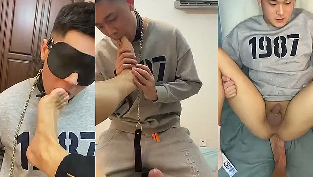 เกย์ทาส หนุ่มจีนใส่ปลอกคอจูงโซ่เลียเท้านายก่อนเสียบสด